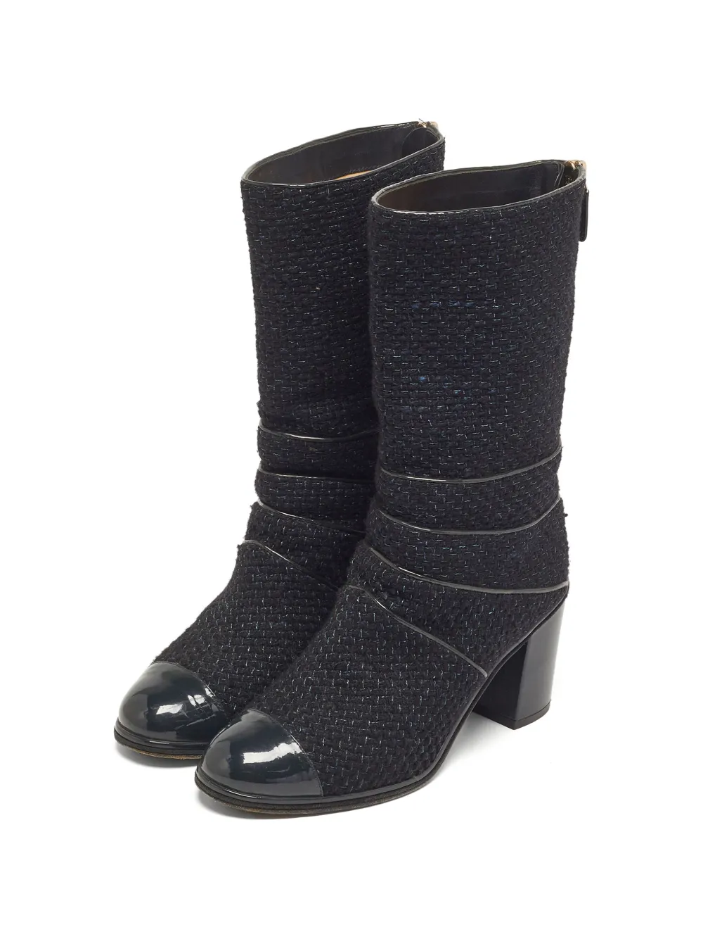 CHANEL Pre-Owned tweed-texture ankle boots - Blu