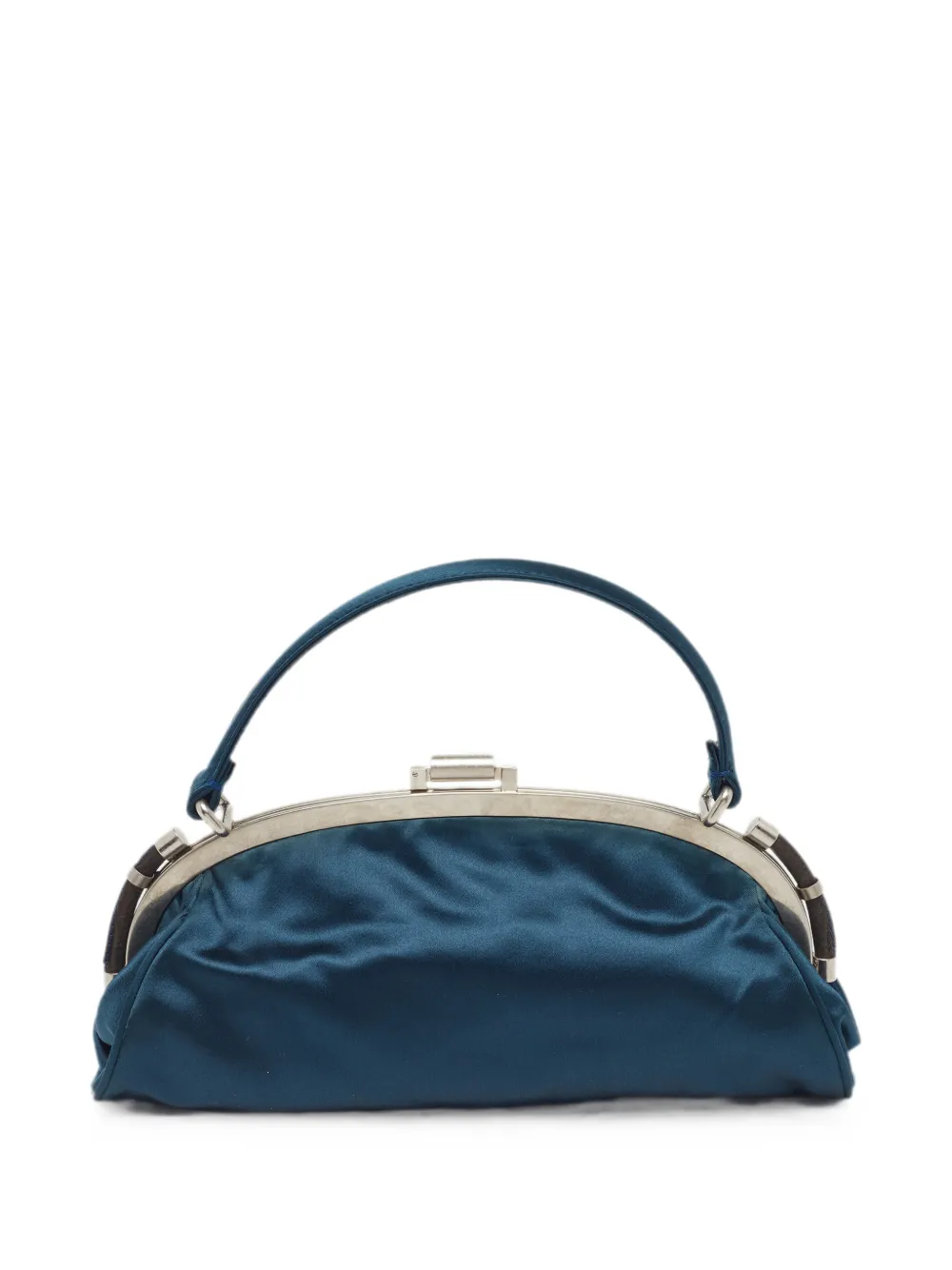 Chloé Pre-Owned frame-clasp satin clutch bag - Blu