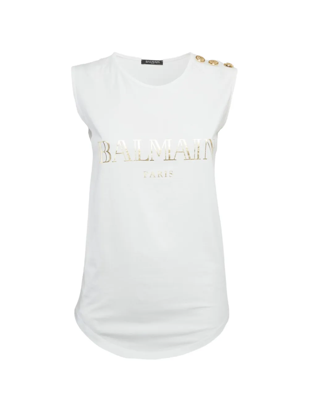 Balmain Pre-Owned logo-print button-detail T-shirt - Weiß