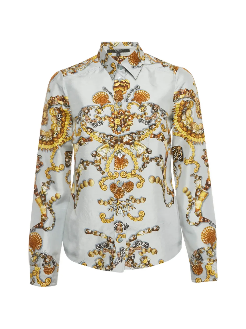 Gucci Pre-Owned shell-print silk shirt - Grigio