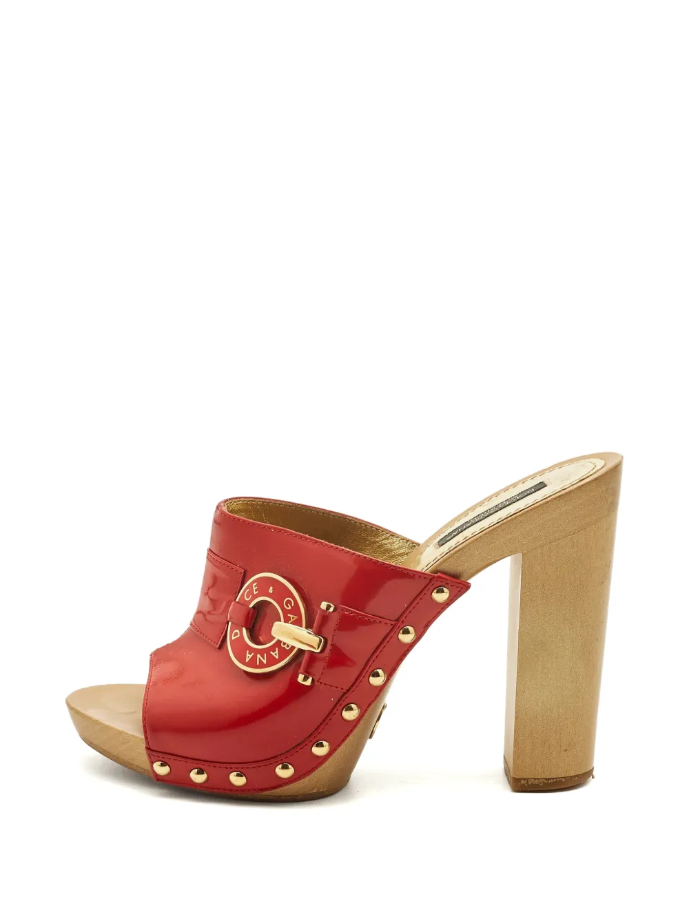 Dolce & Gabbana Pre-Owned studded patent-leather sandals - Rosso