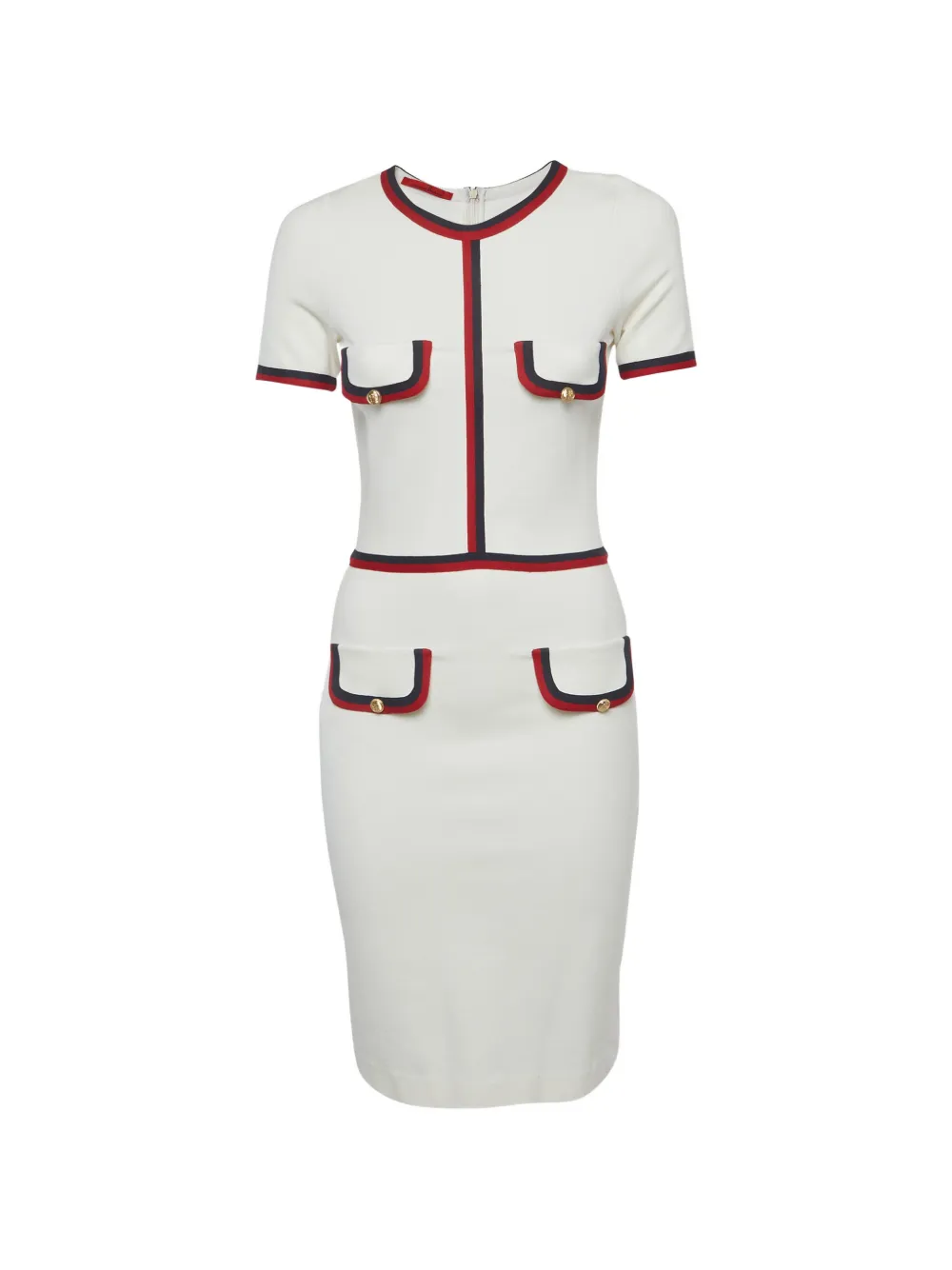 Carolina Herrera Vintage contrasting-trim midi dress - White