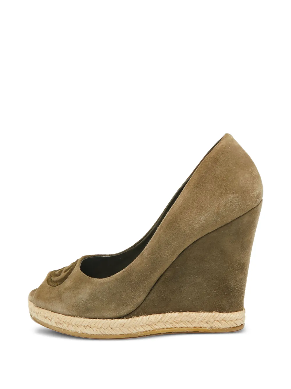 Gucci Pre-Owned Interlocking-G peep-toe wedge pumps - Grün