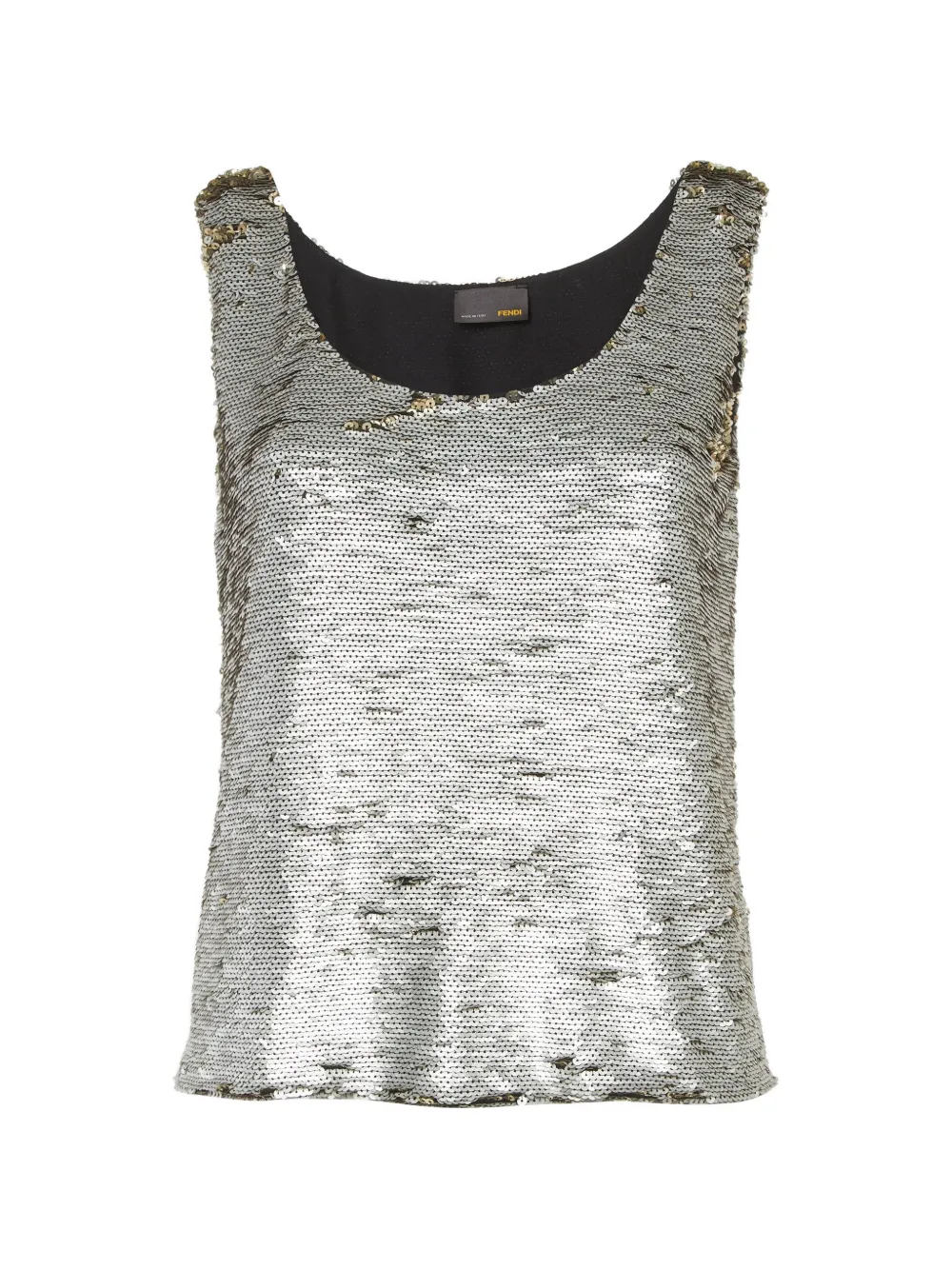 Pre-owned Fendi Sequin-embellished Tank Top In Silver