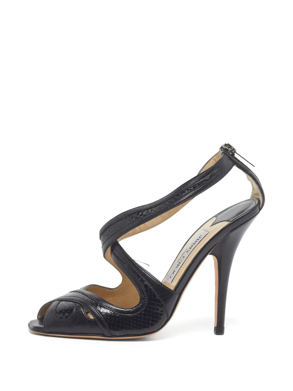 Jimmy Choo Pre-Owned criss-cross snakeskin-embossed sandals - Schwarz