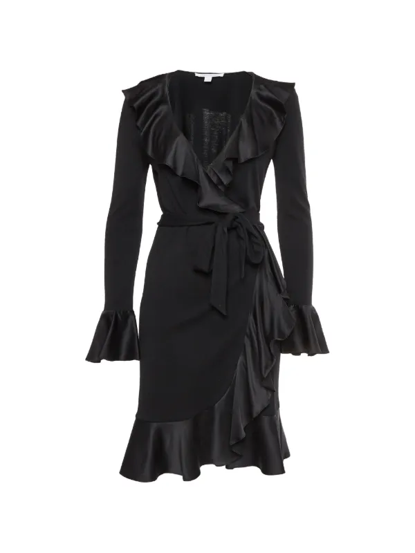 dvf black wrap dress Astrid it is stretchy in composition and naturally highlights the wearers frame with its wrap functionality Tuxedo Pia Wrap Dress 