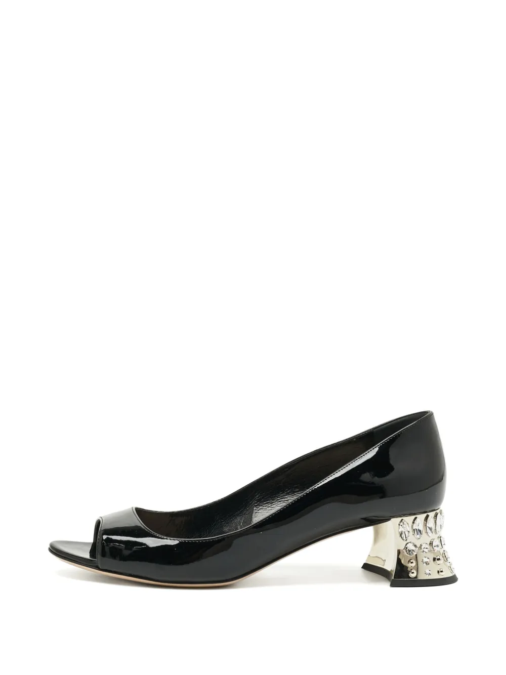 Miu Miu Pre-Owned Crystal-embellished peep-toe pumps - Schwarz