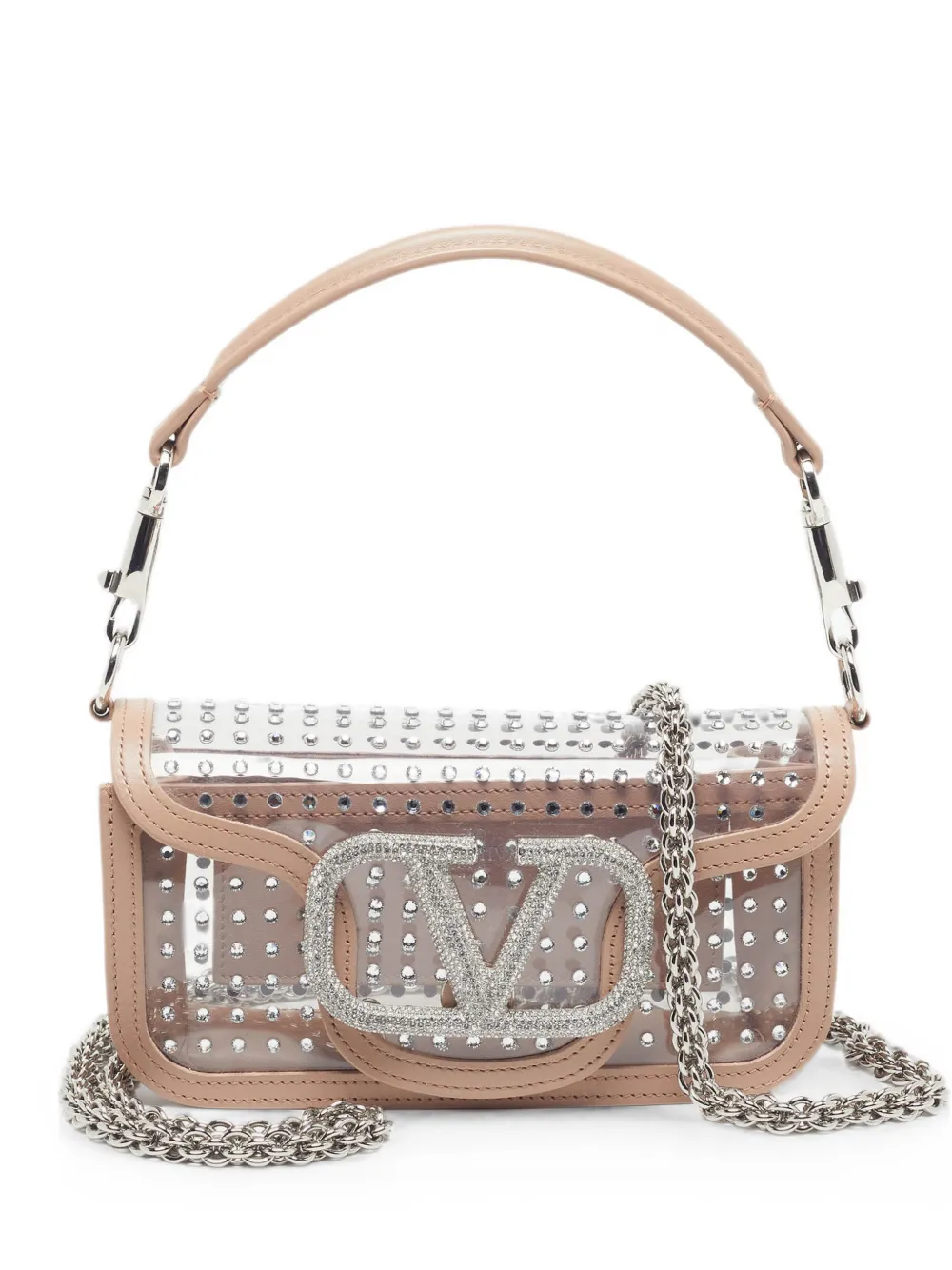Valentino Garavani Pre-Owned Locò crystal-embellished shoulder bag - Toni neutri
