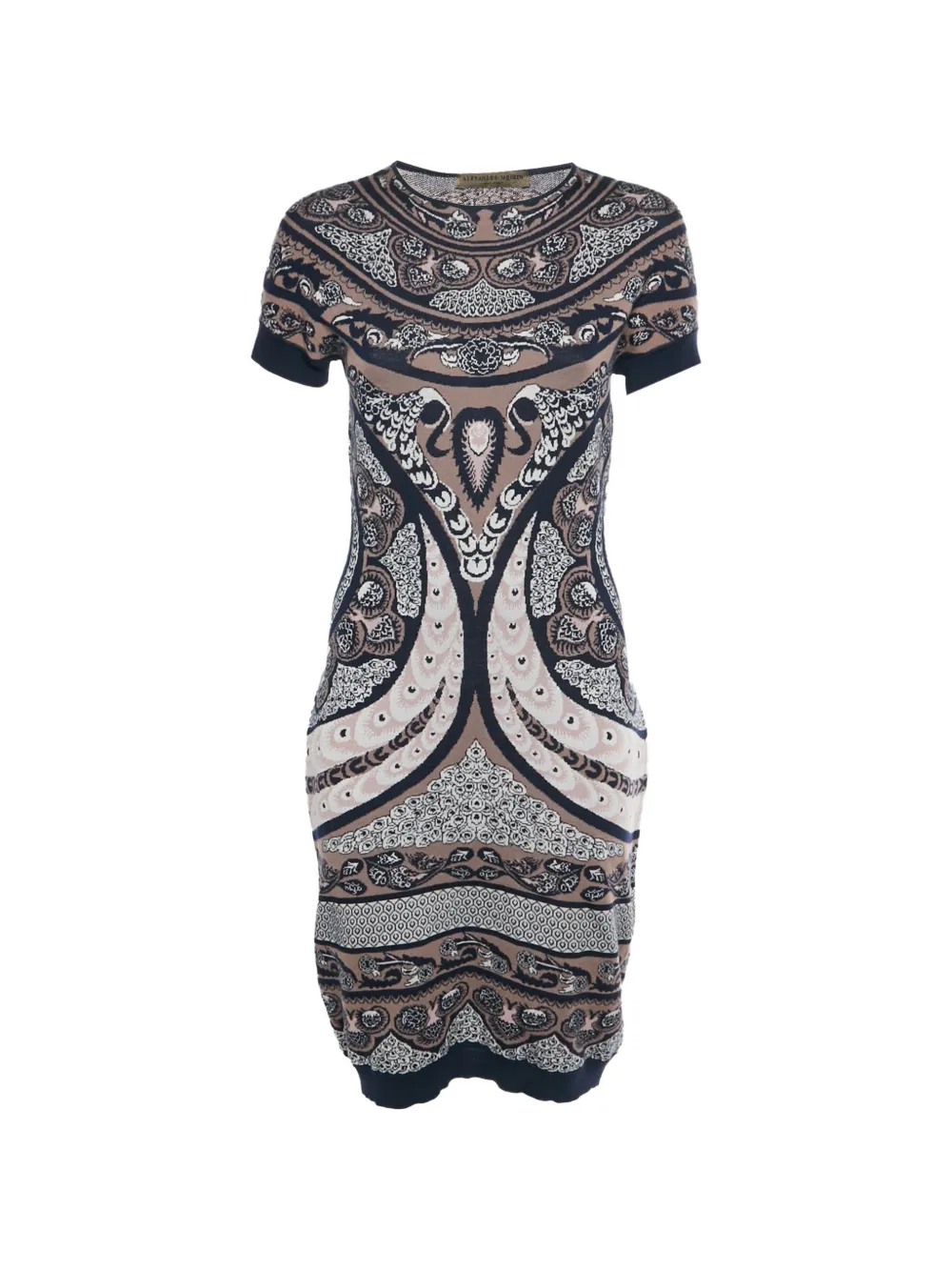 Alexander McQueen Pre-Owned jacquard-knit midi dress - Nude