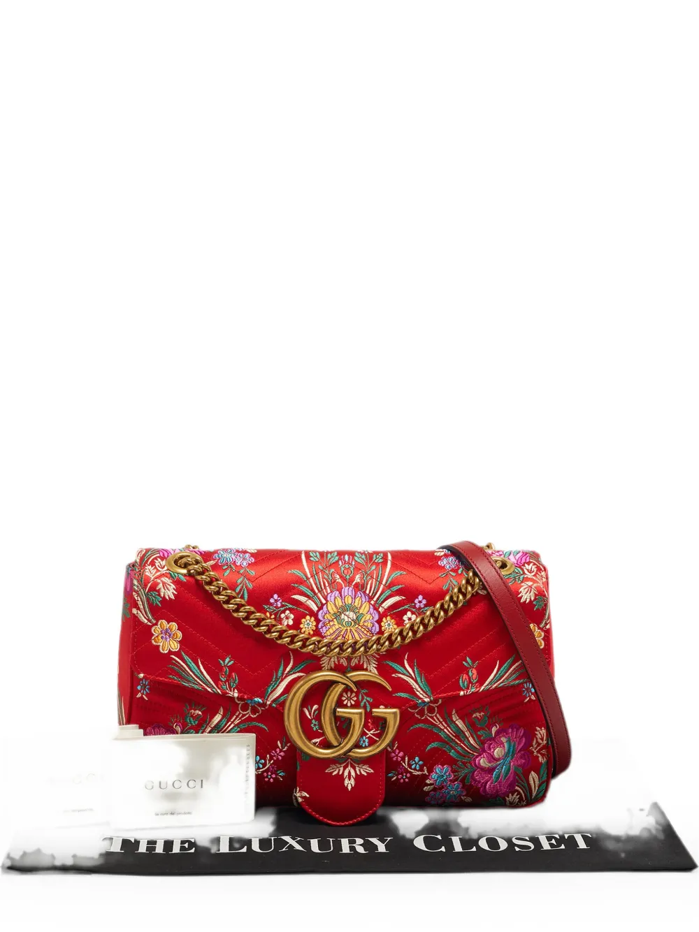 Gucci Pre-Owned GG Marmont embroidered shoulder bag - Rosso