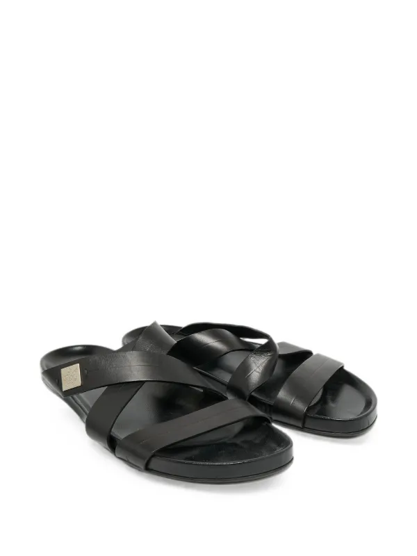 Louis Vuitton Pre-Owned criss-cross Strap Slide Sandals | Black