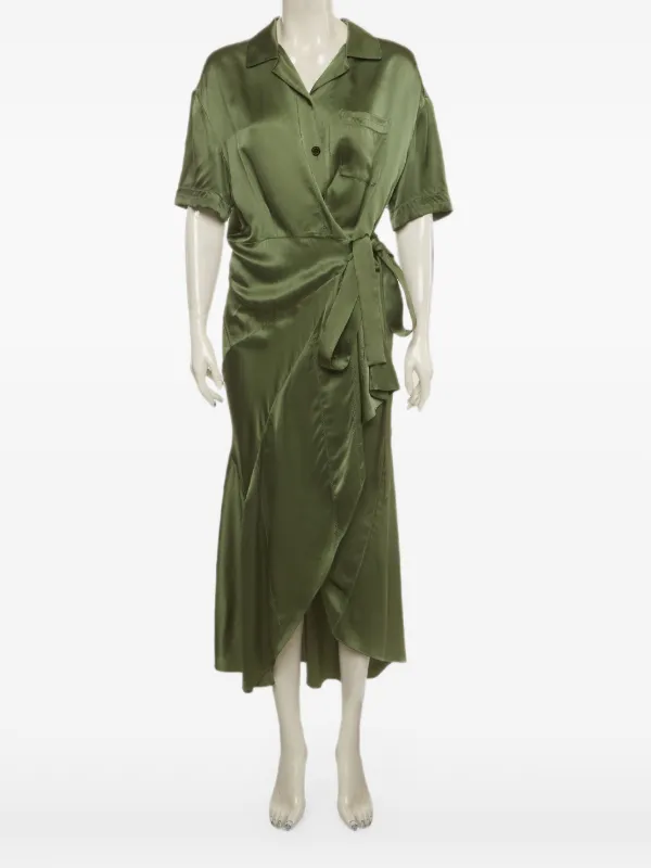 burberry green silk dress Pre-Owned Wrap Shirt Midi | Gl-01.09.26