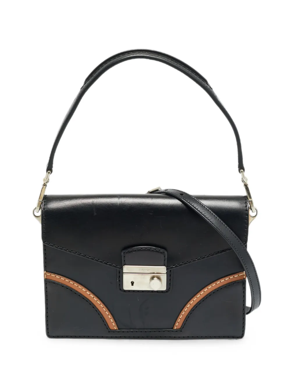 Prada Pre-Owned Borsa a spalla Sound con cuciture a contrasto - Nero