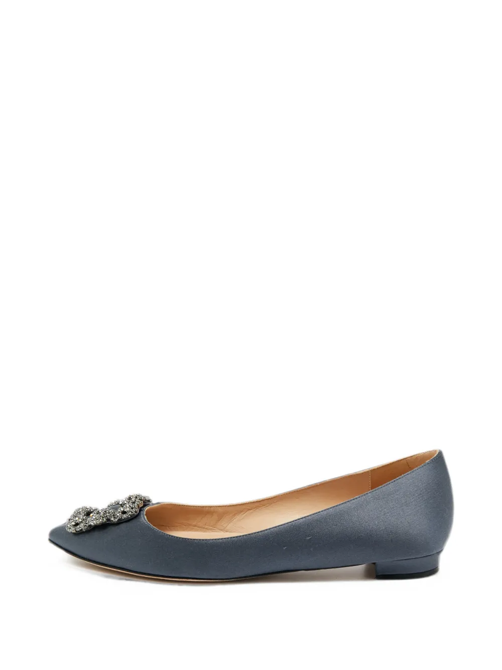 Manolo Blahnik Hangisi crystal-buckle ballet flats - Grau