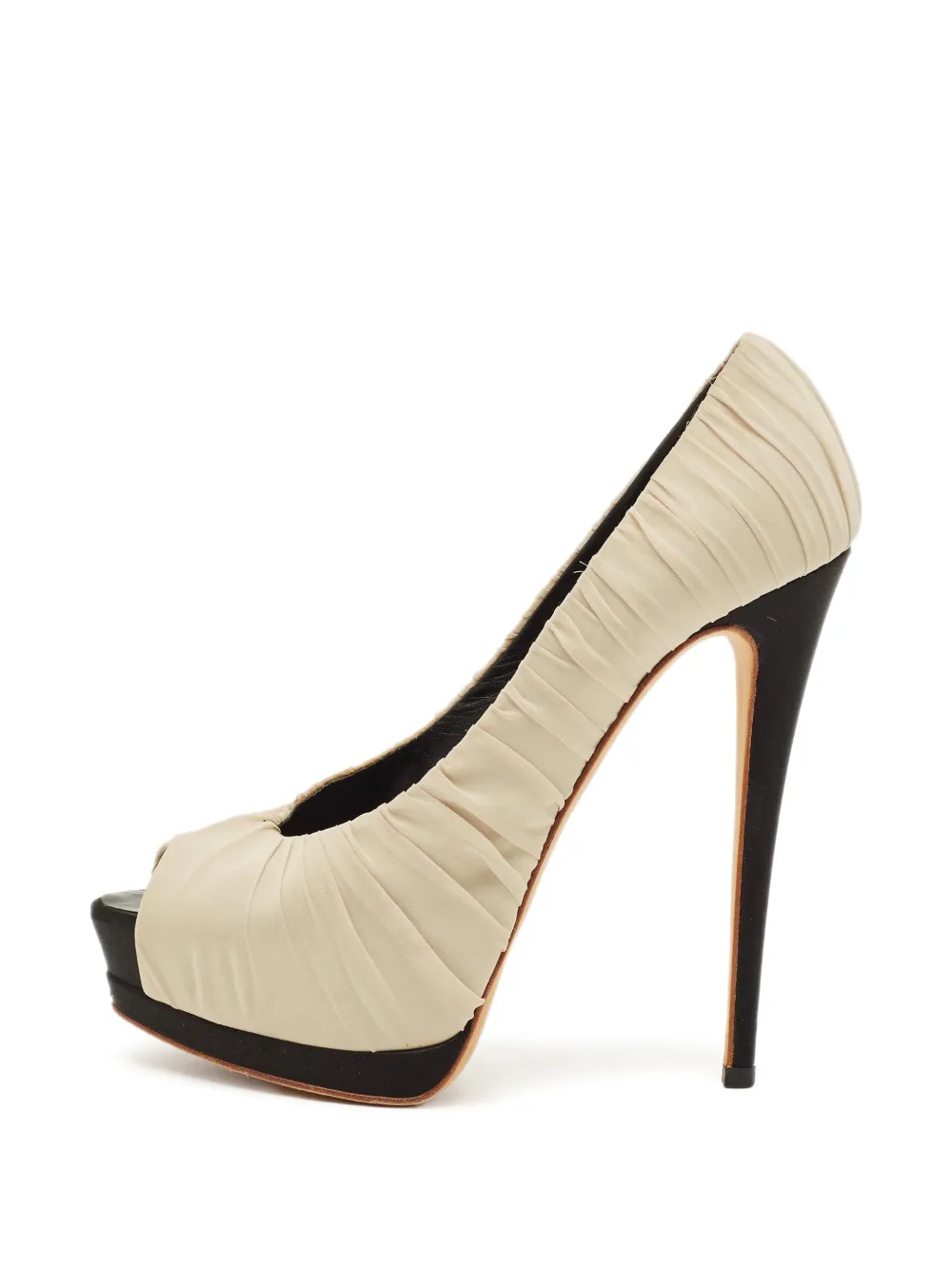 Gianvito Rossi ruched peep-toe pumps - Nude