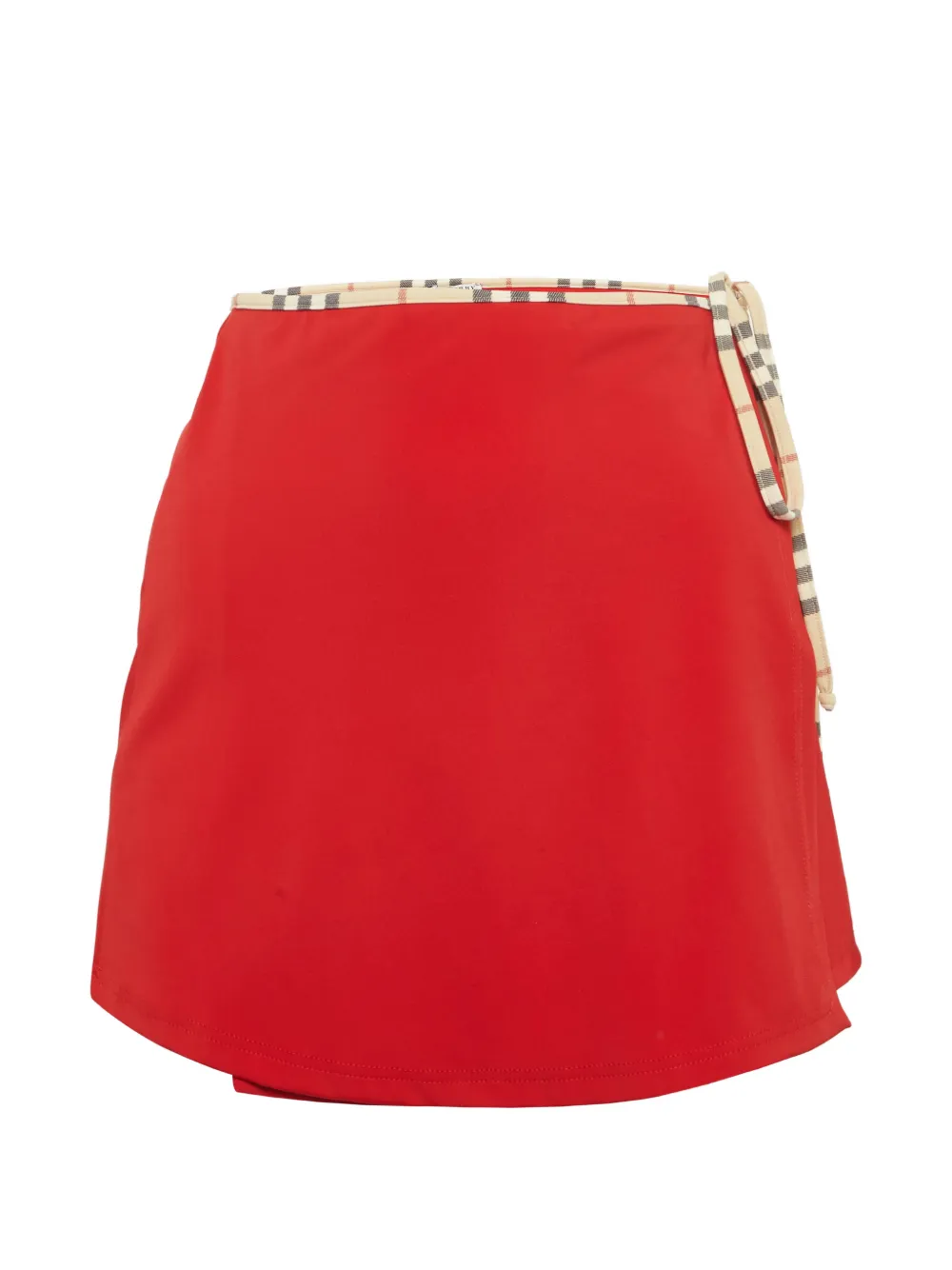 Burberry Pre-Owned check-trim sarong mid skirt - Rosso