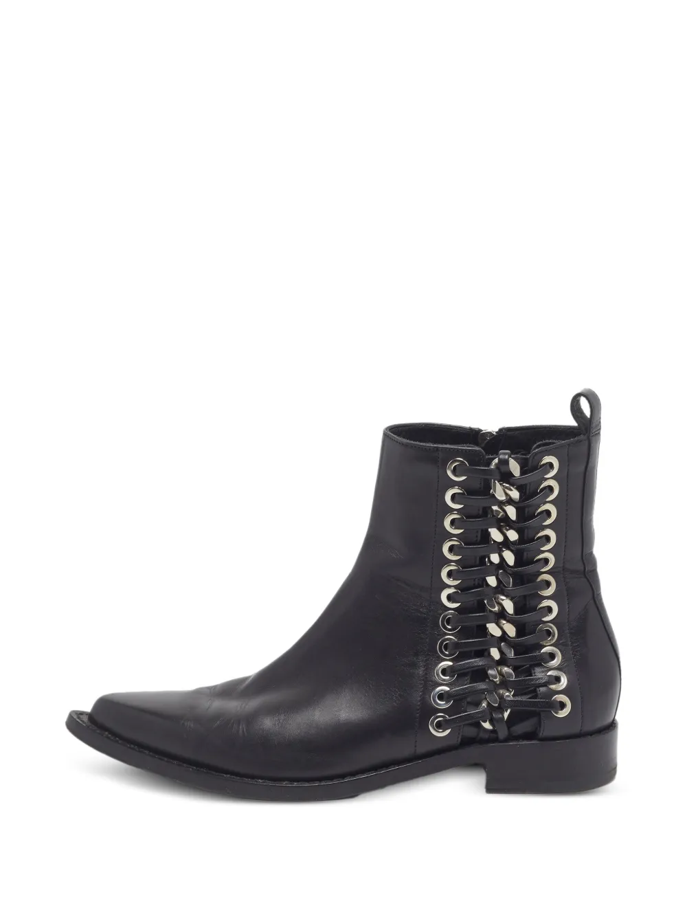Alexander McQueen Pre-Owned lace-up chain-detail ankle boots - Schwarz