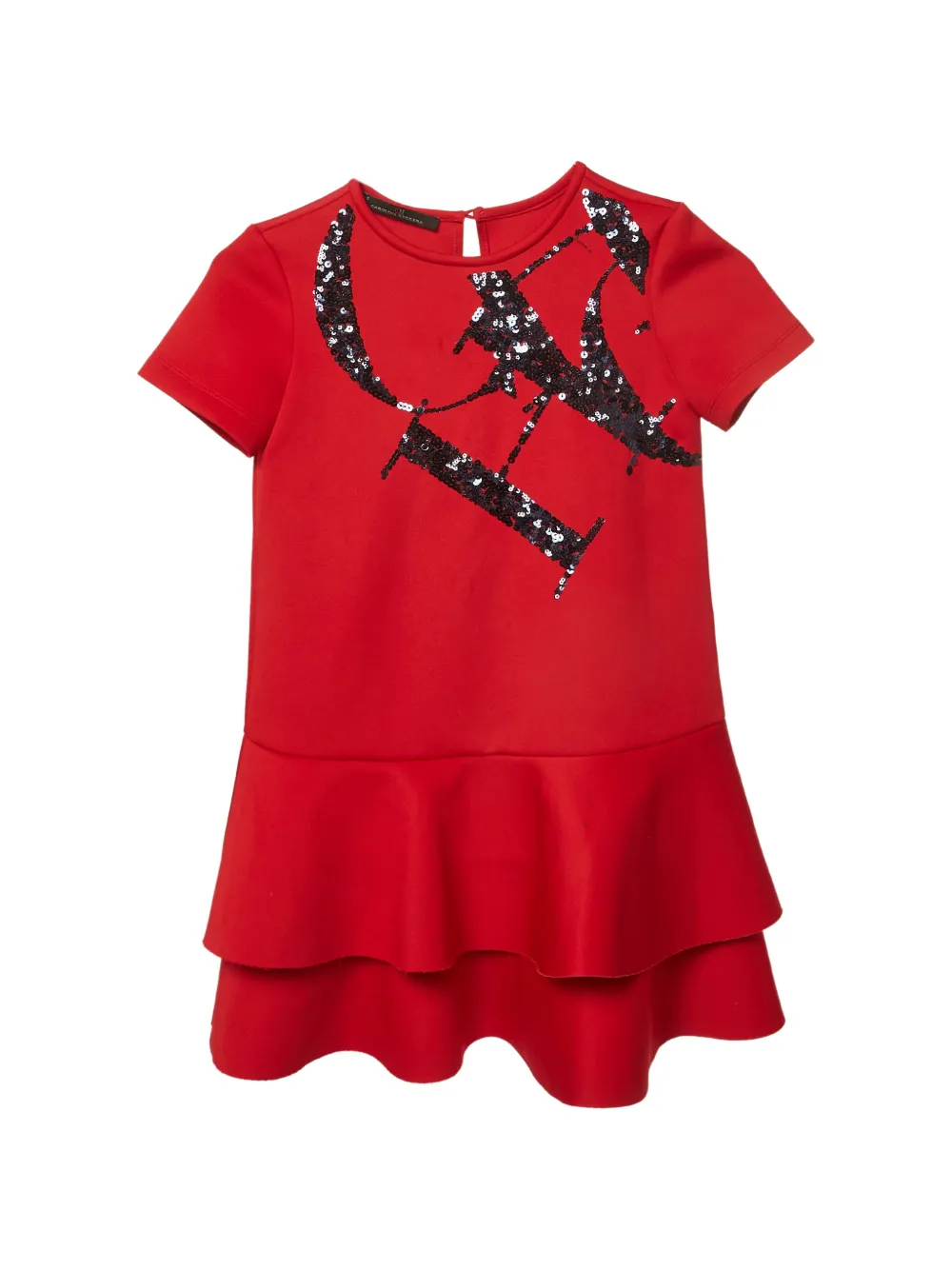 Carolina Herrera Vintage sequin-embellished ruffled mini dress - Rosso