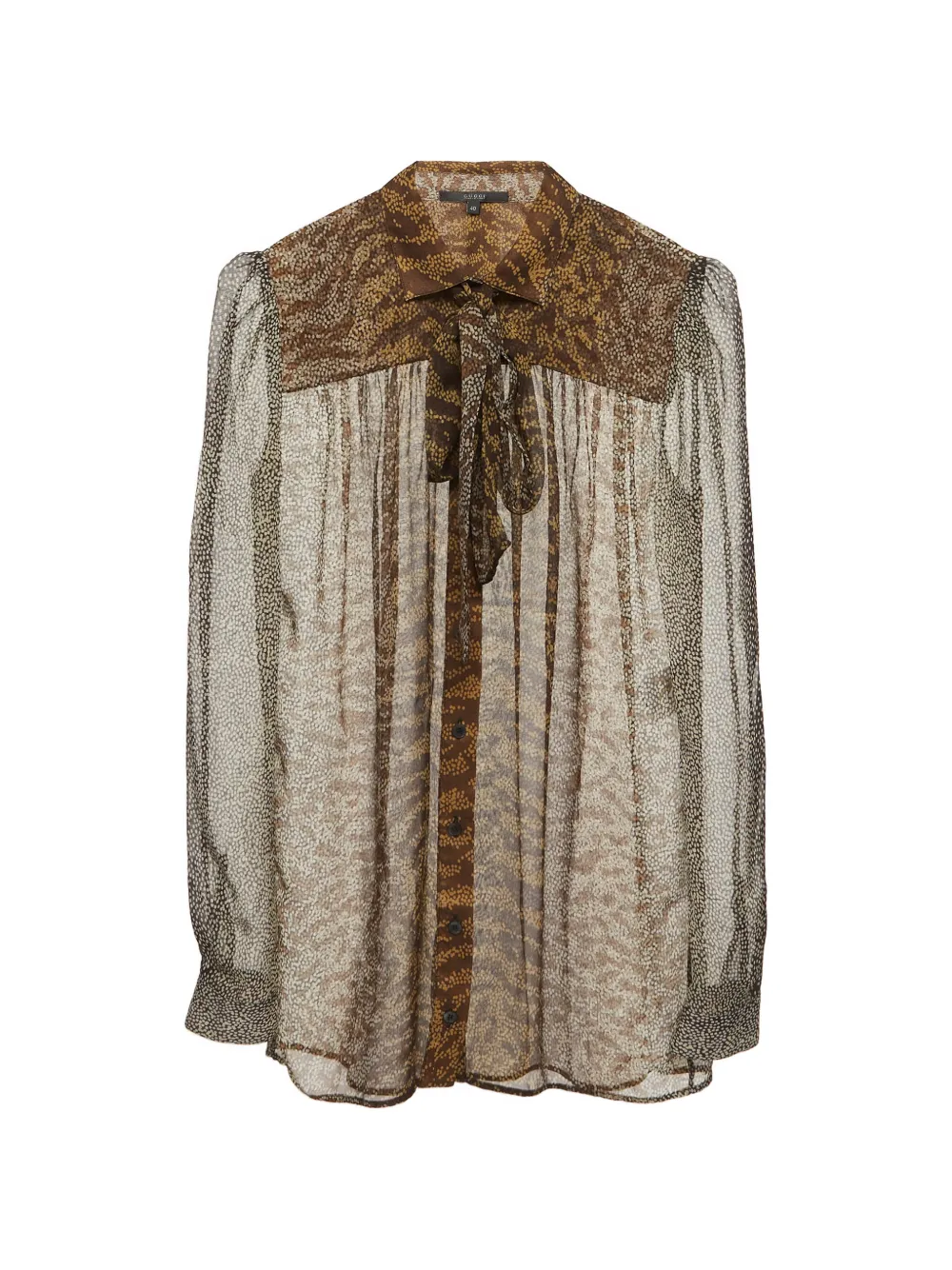 Gucci Pre-Owned abstract-print pussy-bow blouse - Marrone