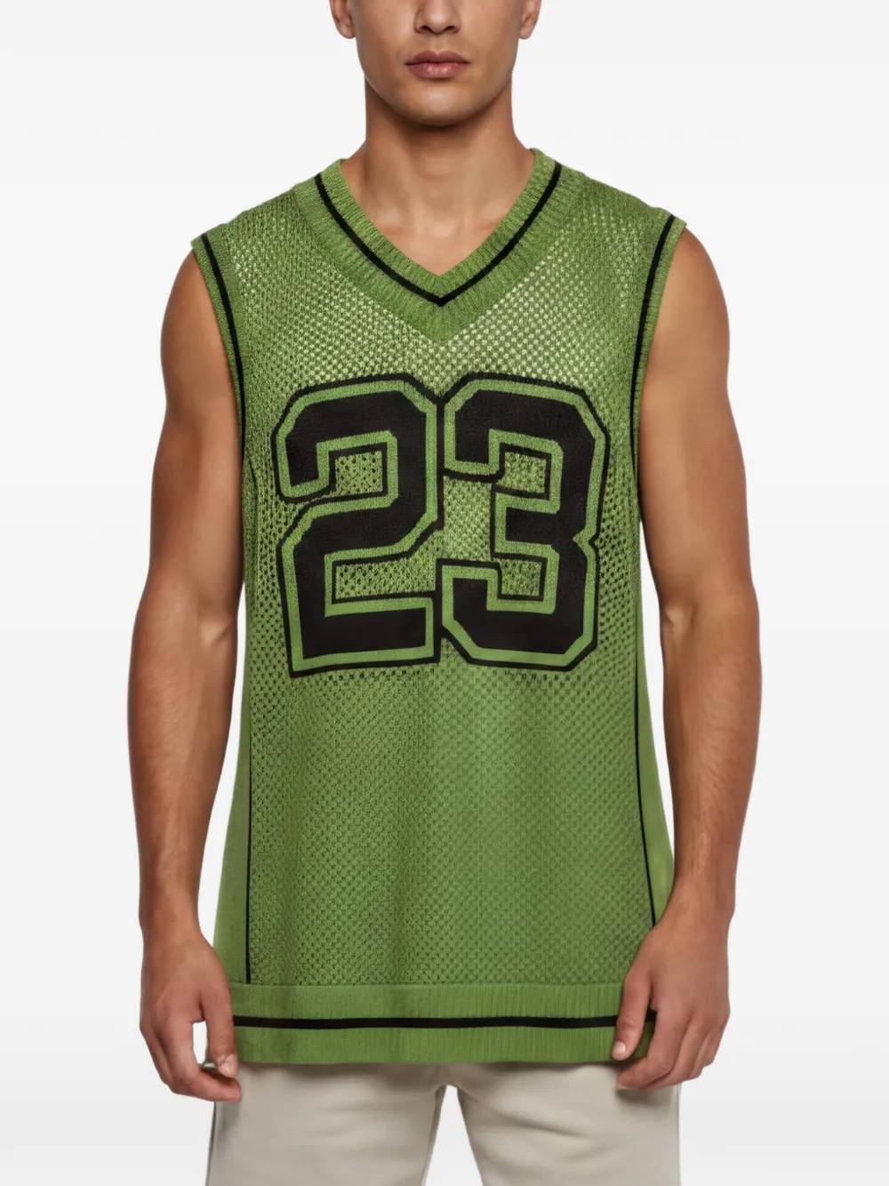 Off-White Pre-Owned varsity knitted-mesh tank top - Verde