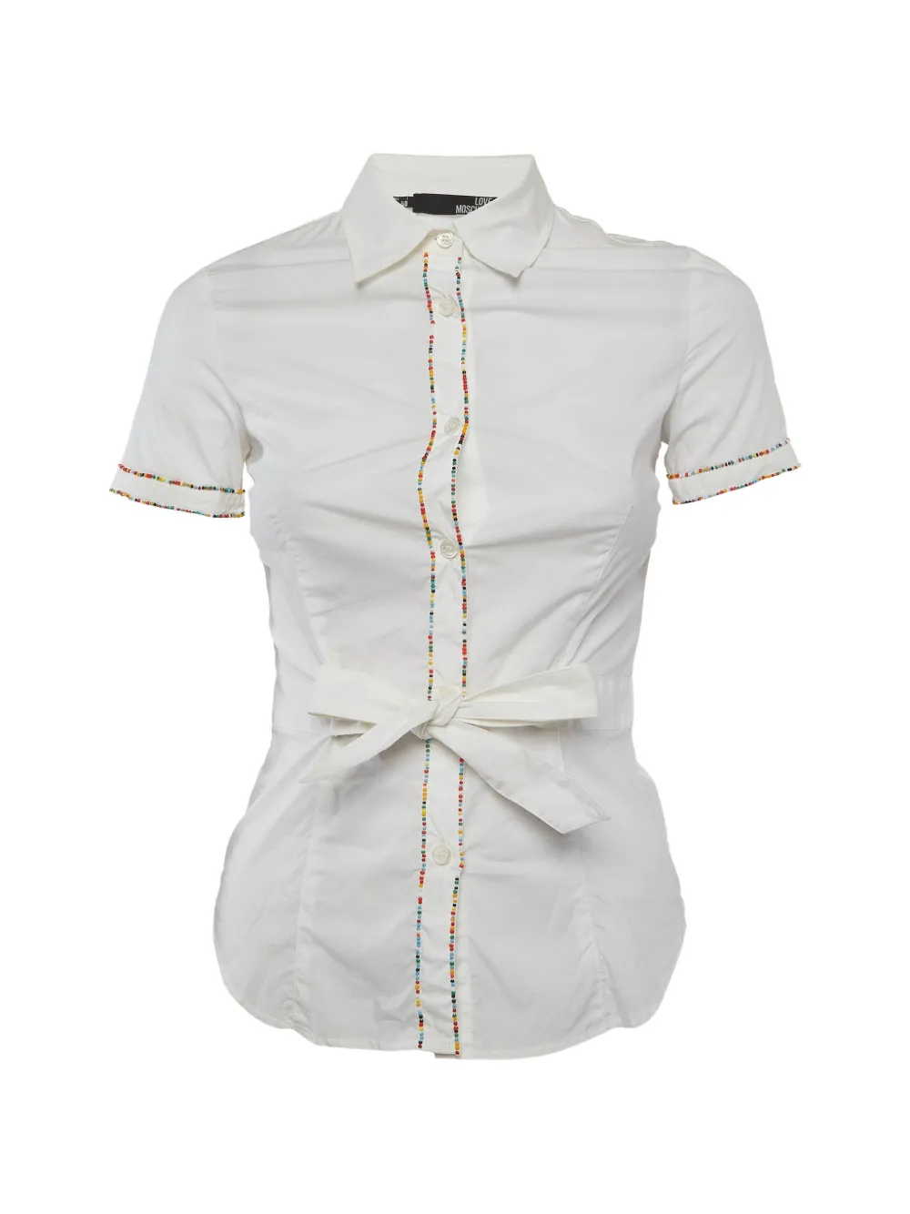 Love Moschino beaded belted shirt - Bianco