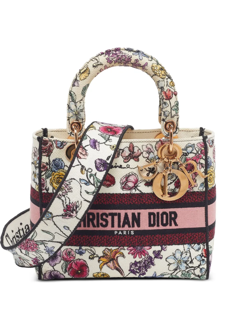 Christian Dior Pre-Owned 2023 Lady D-Lite floral-embroidered tote bag - Neutrals