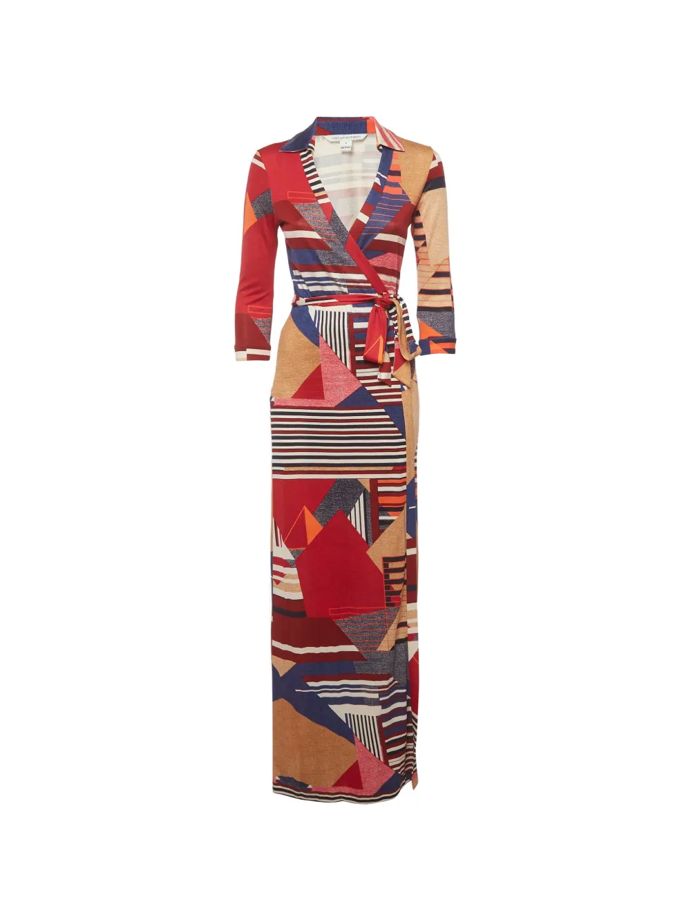DVF Diane von Furstenberg Abigail geometric-pattern wrap maxi dress - Nude