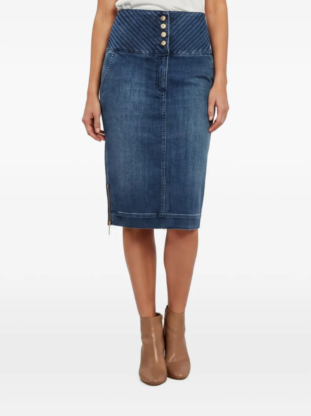Elisabetta Franchi denim midi skirt - Blu