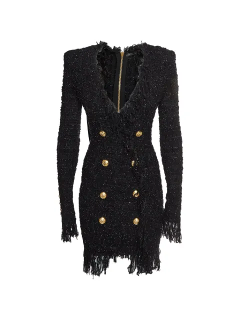 Balmain Pre-Owned فستان تويد ميني بوكلي بشراشيب
