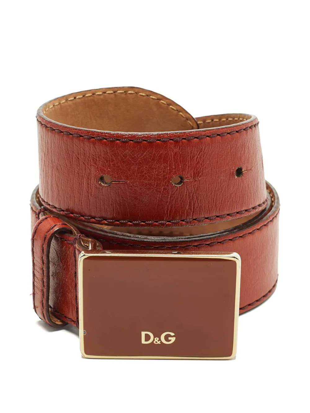 Dolce & Gabbana Pre-Owned Cintura in pelle con fibbia - Marrone