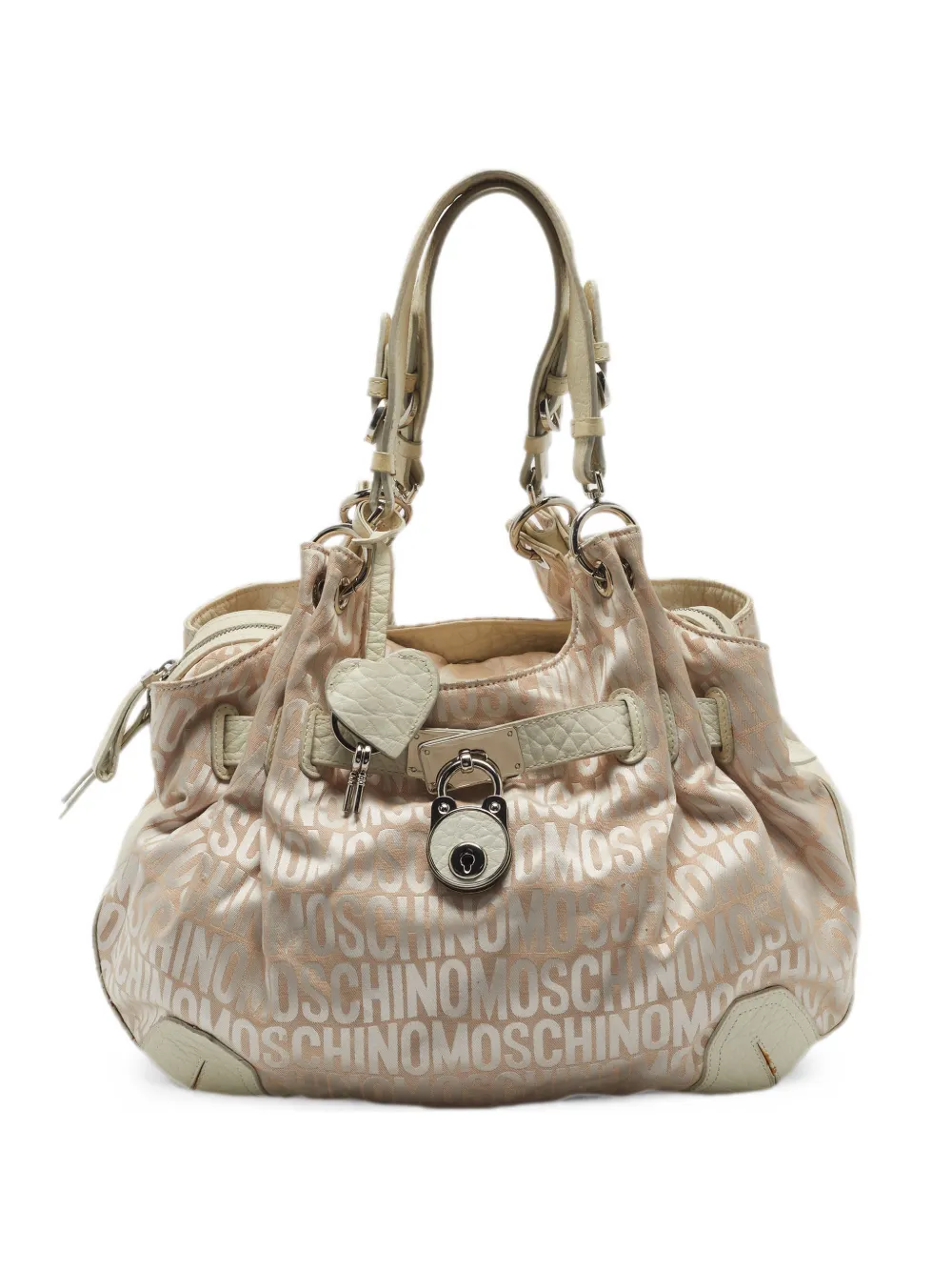 Pre-owned Moschino Padlock-detail Tote Bag In Neutral