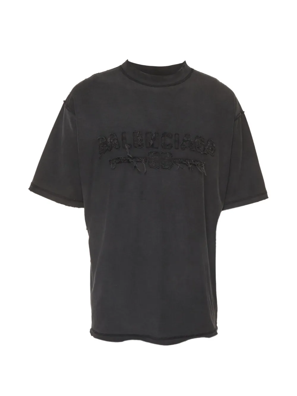 Balenciaga Pre-Owned distressed-logo T-shirt - Nero