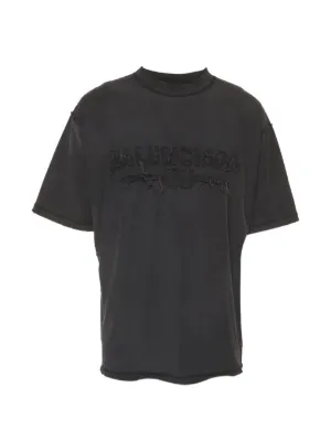 Balenciaga Destroyed Logo T-shirt | Black | FARFETCH