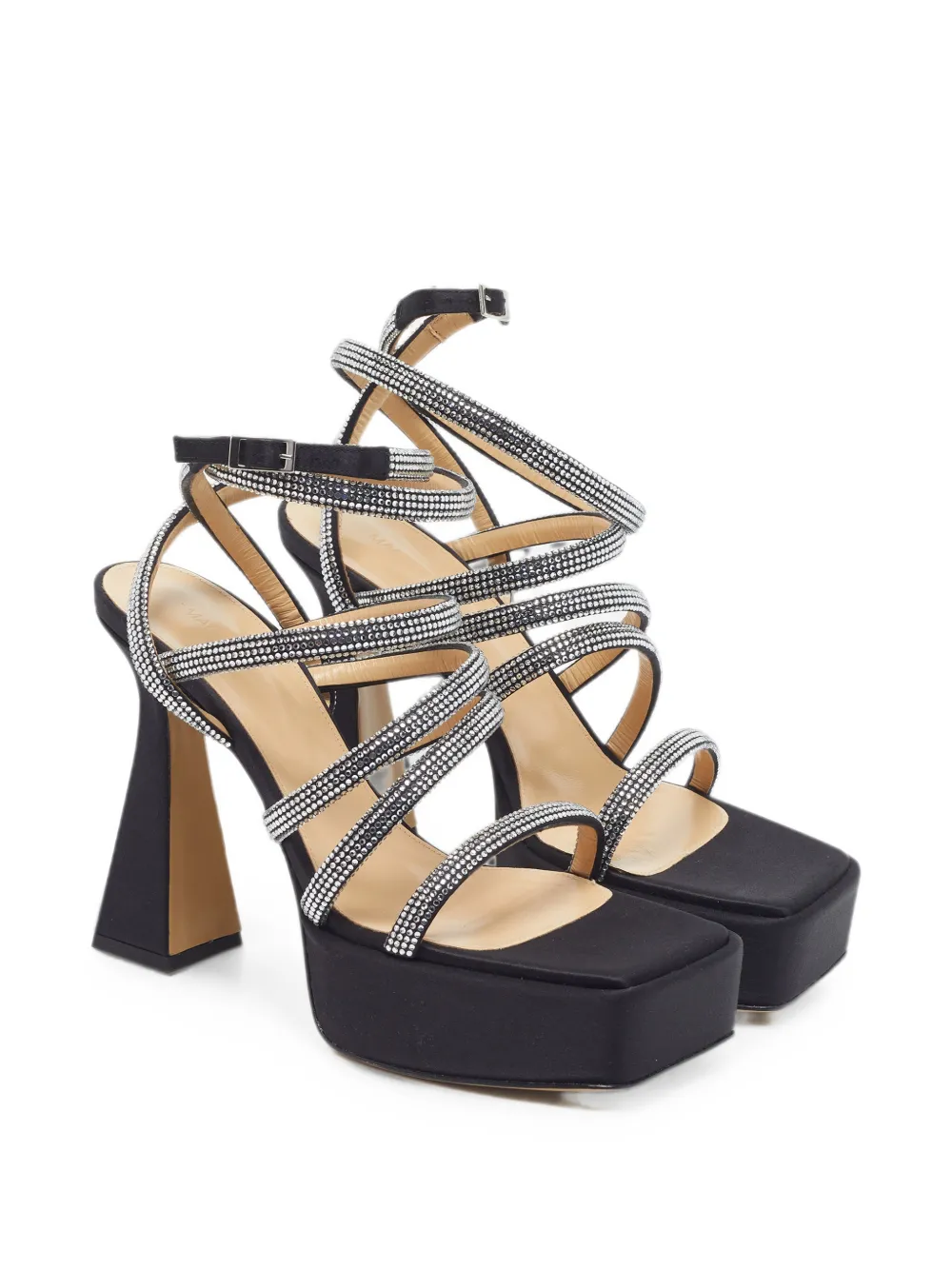 Pre-owned Mach&mach Sydney Crystal-embellished Sandals In Black