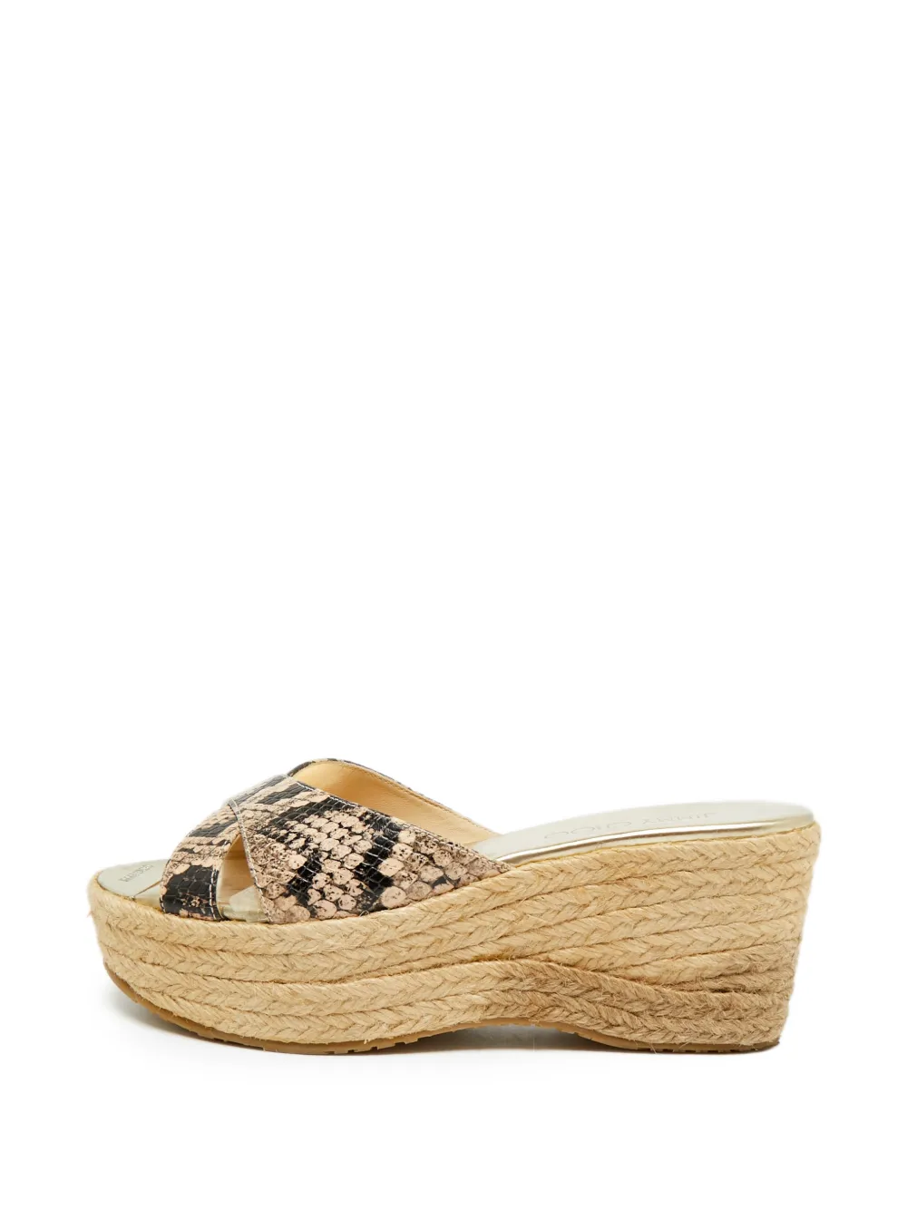 Jimmy Choo Pre-Owned Dovina python-embossed espadrille sandals - Nude