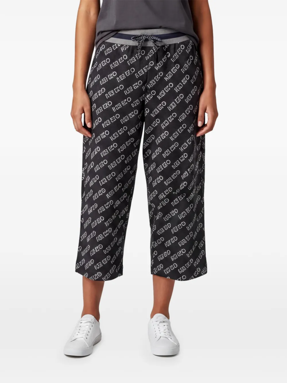 Kenzo Pre-Owned Pantaloni sportivi crop con monogramma - Grigio