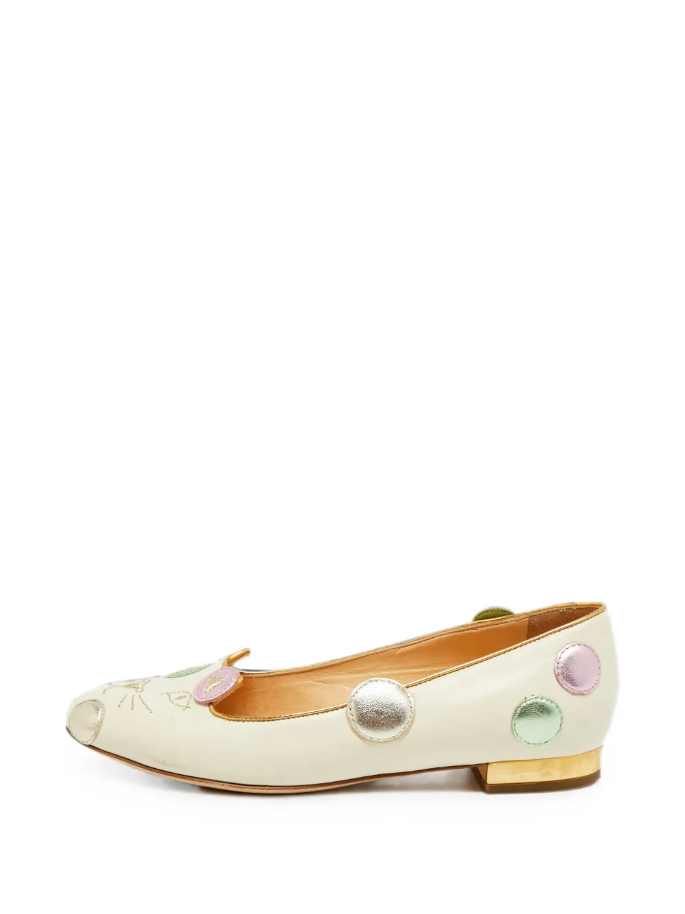 Charlotte Olympia Kitty leather ballet flats - Toni neutri