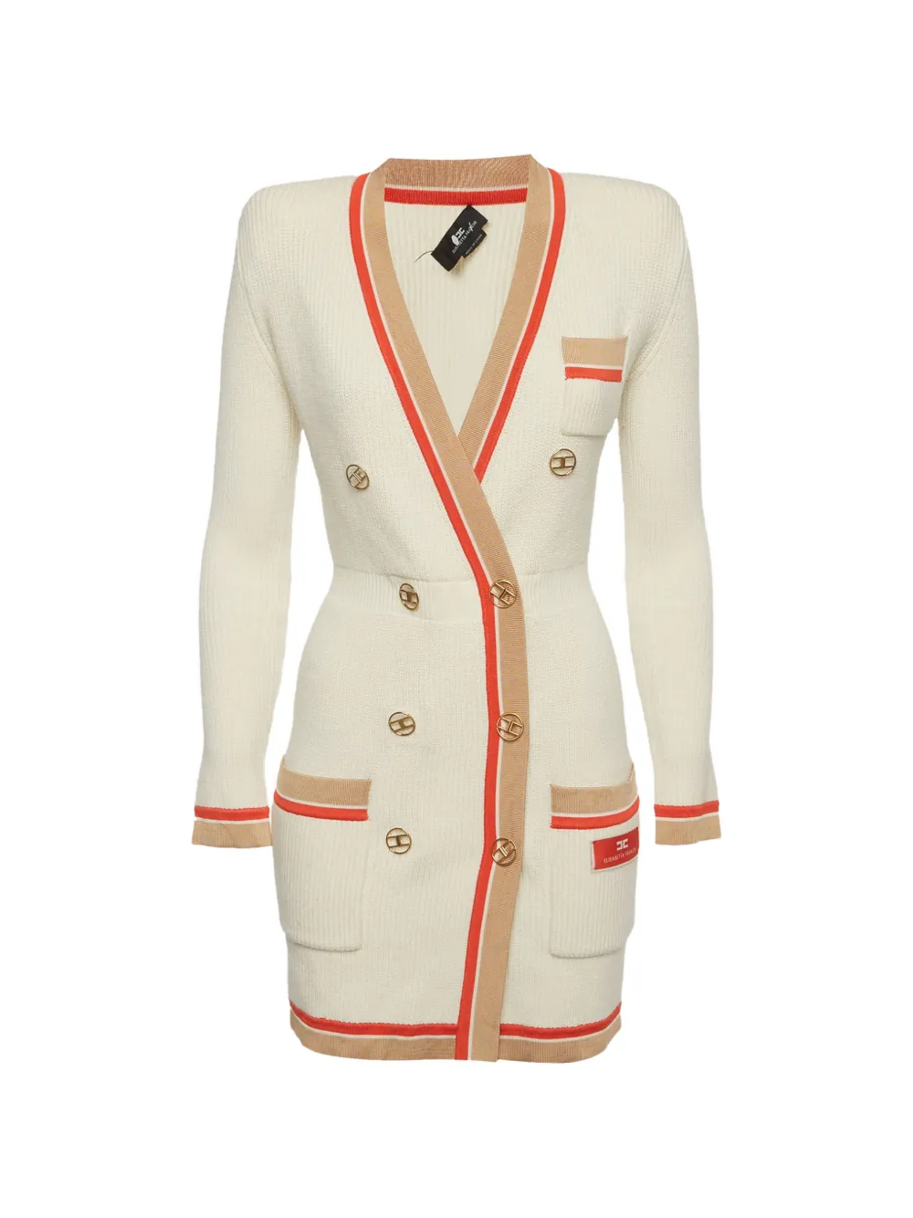 Elisabetta Franchi double-breasted knit mini dress - Toni neutri