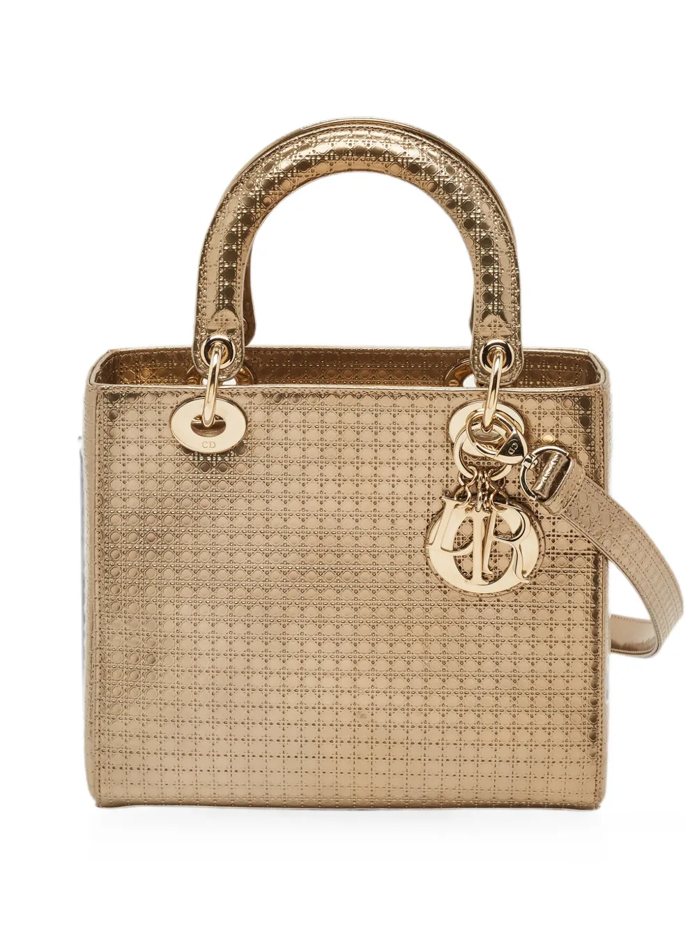 Christian Dior Pre-Owned 2016 medium Lady Dior Microcannage tote bag - Gold