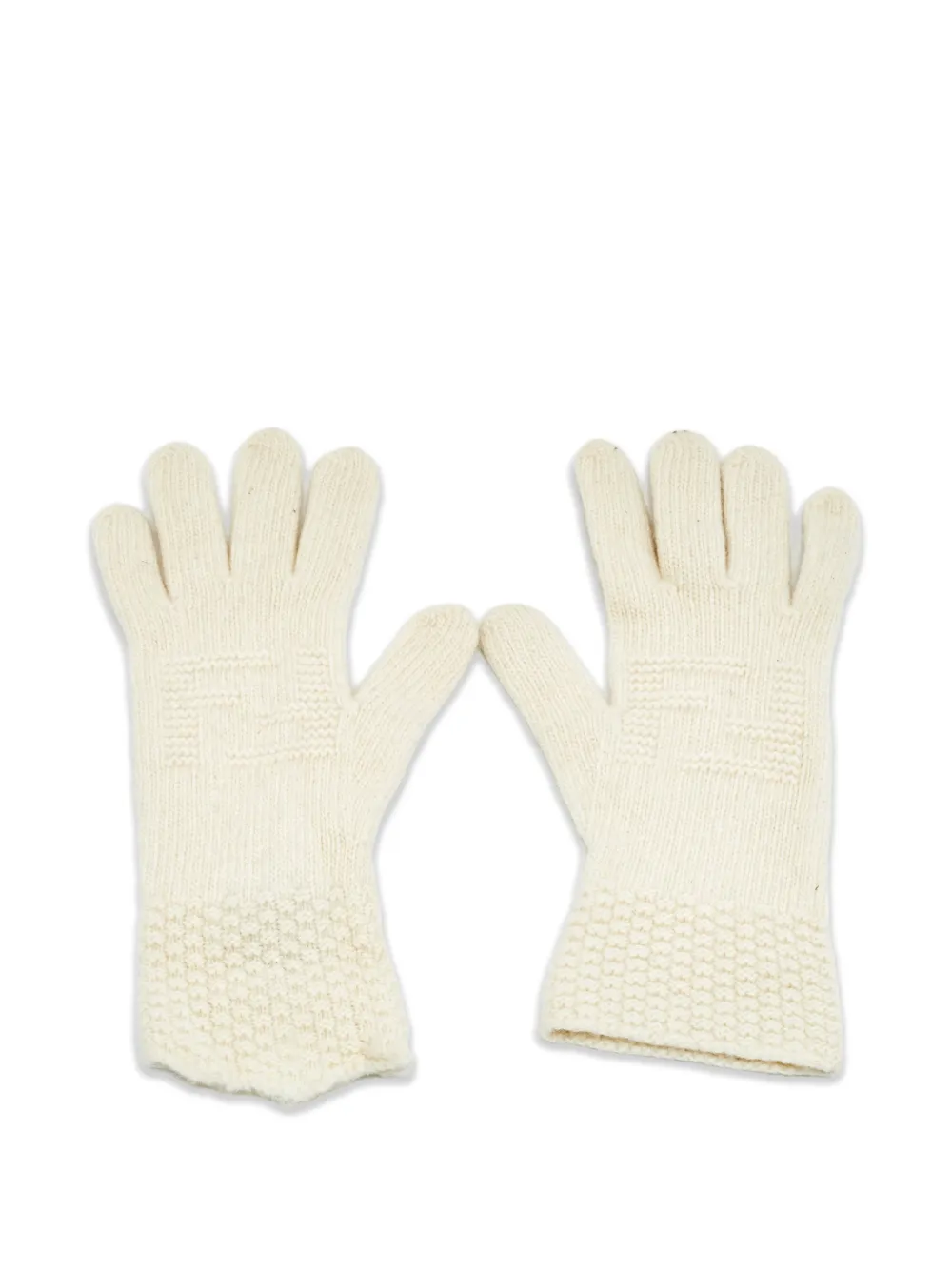 Fendi Pre-Owned logo-embroidered knitted gloves - Toni neutri