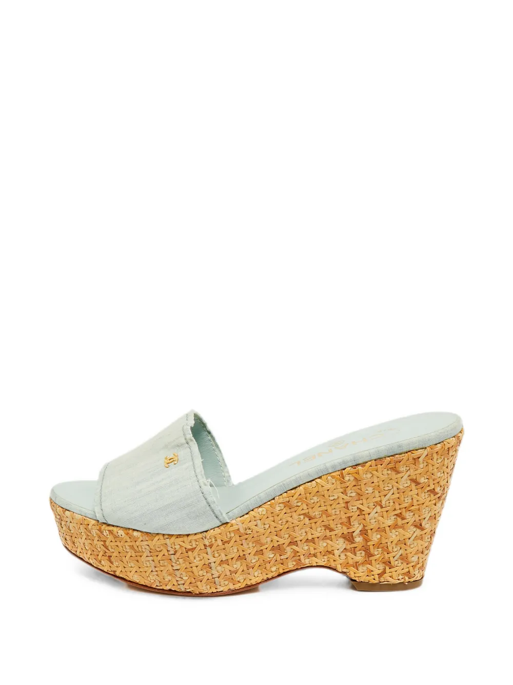 CHANEL Pre-Owned CC-logo wedge sandals - Blau