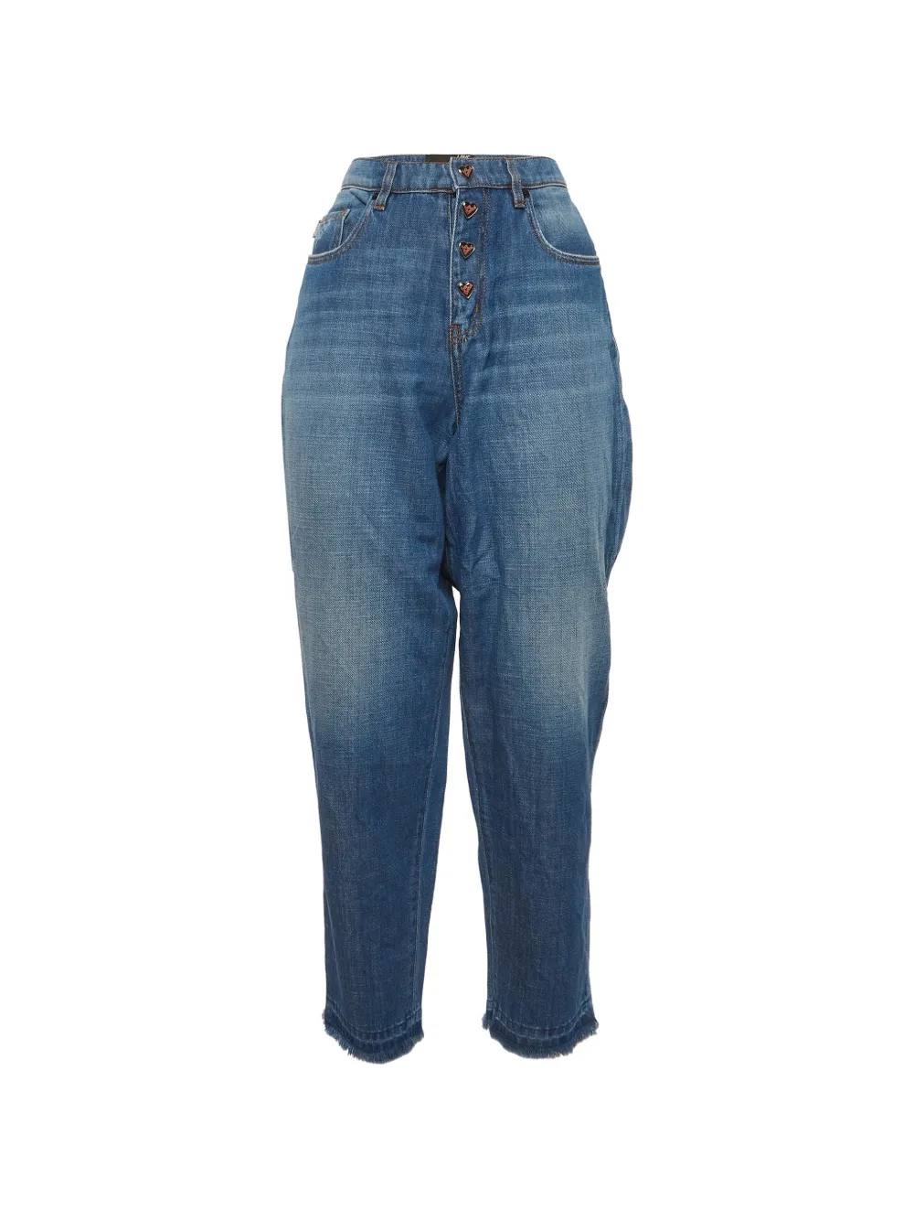 Love Moschino distressed heart-button tapered jeans - Blu