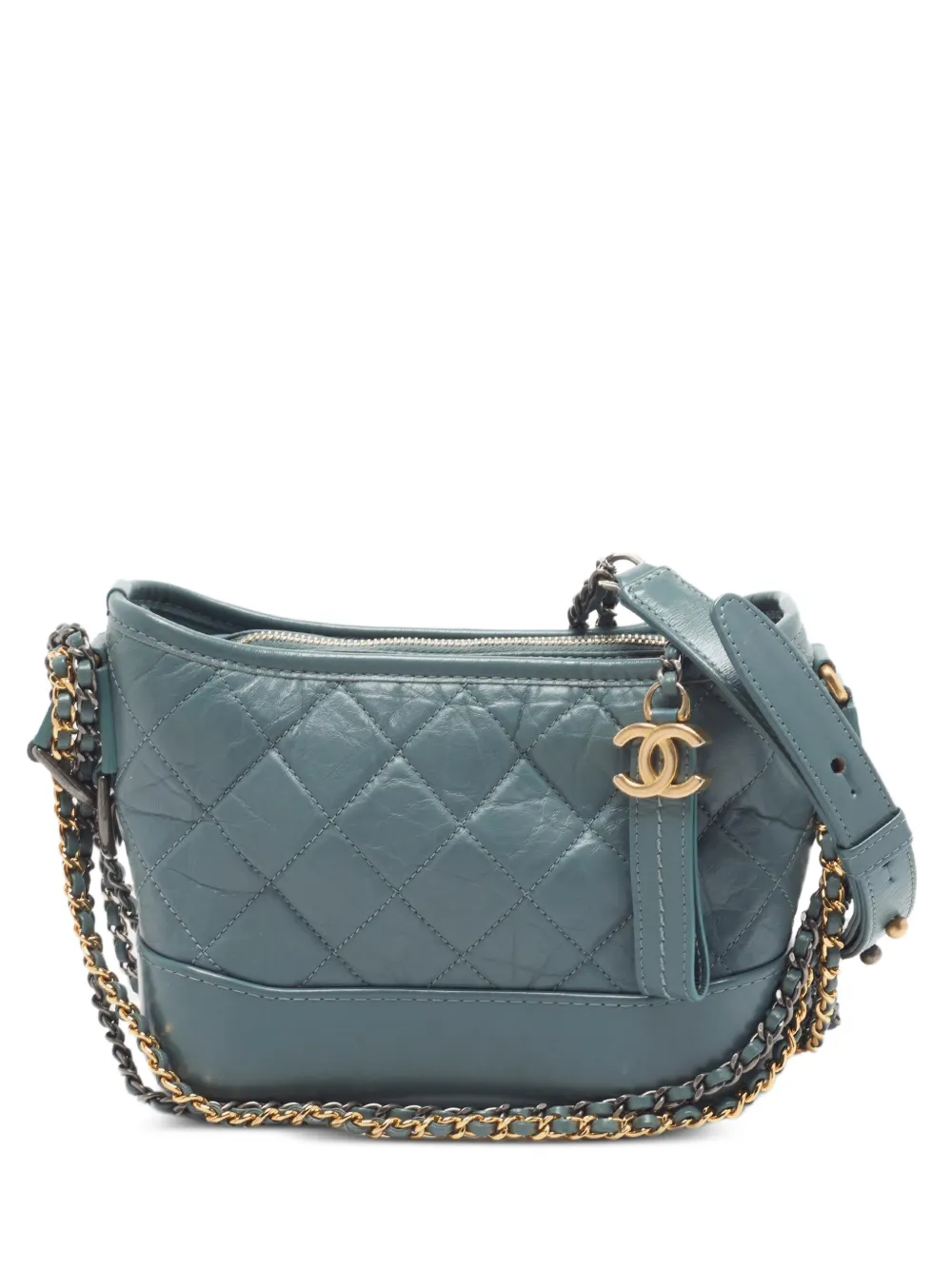 CHANEL Pre-Owned 2018-2019 small Gabrielle quilted leather shoulder bag - Blu