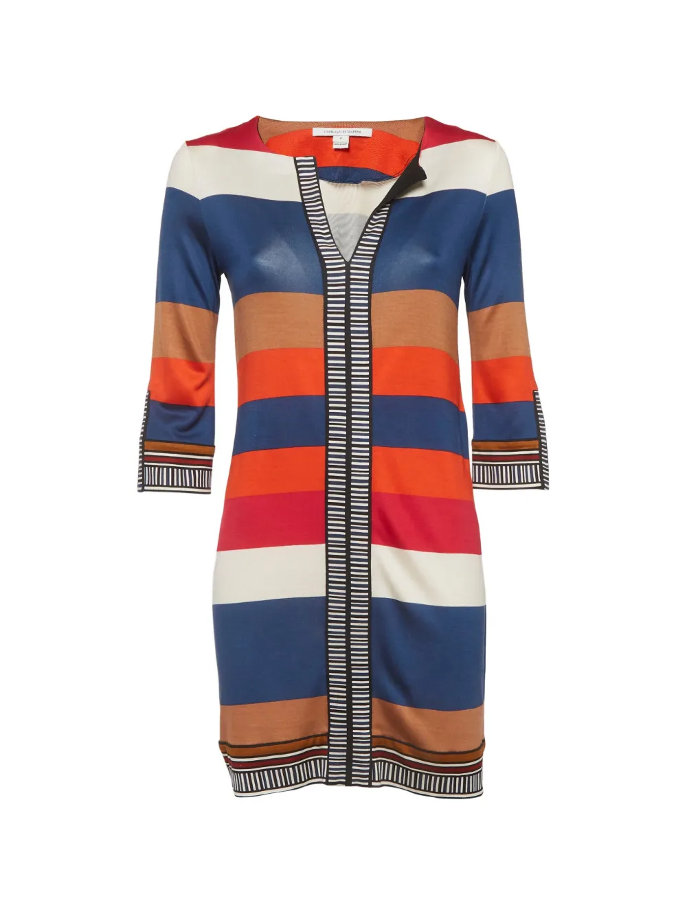 DVF Diane von Furstenberg striped V-neck silk mini dress - Blau