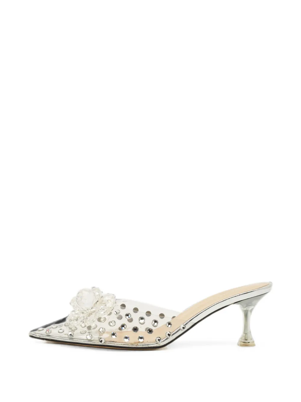 Pre-owned Mach&mach Crystal-embellished Mules In White