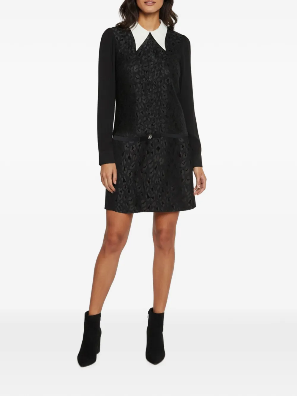 Versace Pre-Owned leopard jacquard bow-detail dress - Nero