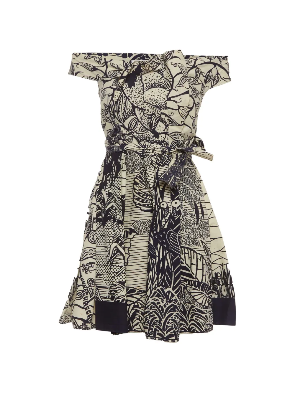 Christian Dior Pre-Owned La Roue De La Fortune off-shoulder midi dress - Toni neutri