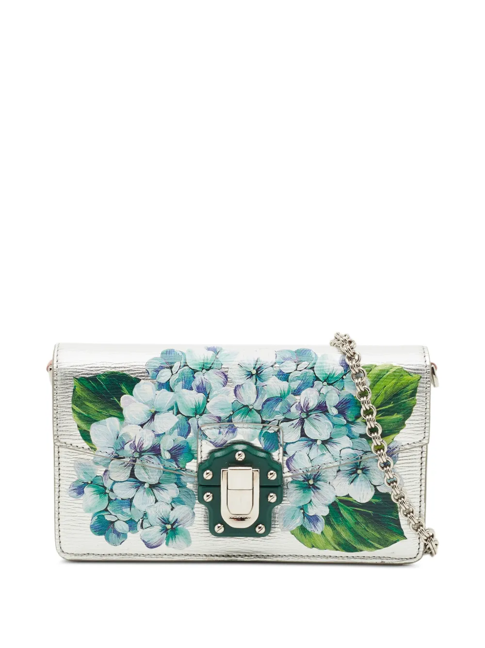 Dolce & Gabbana Pre-Owned Lucia floral-print on-chain wallet - Argento