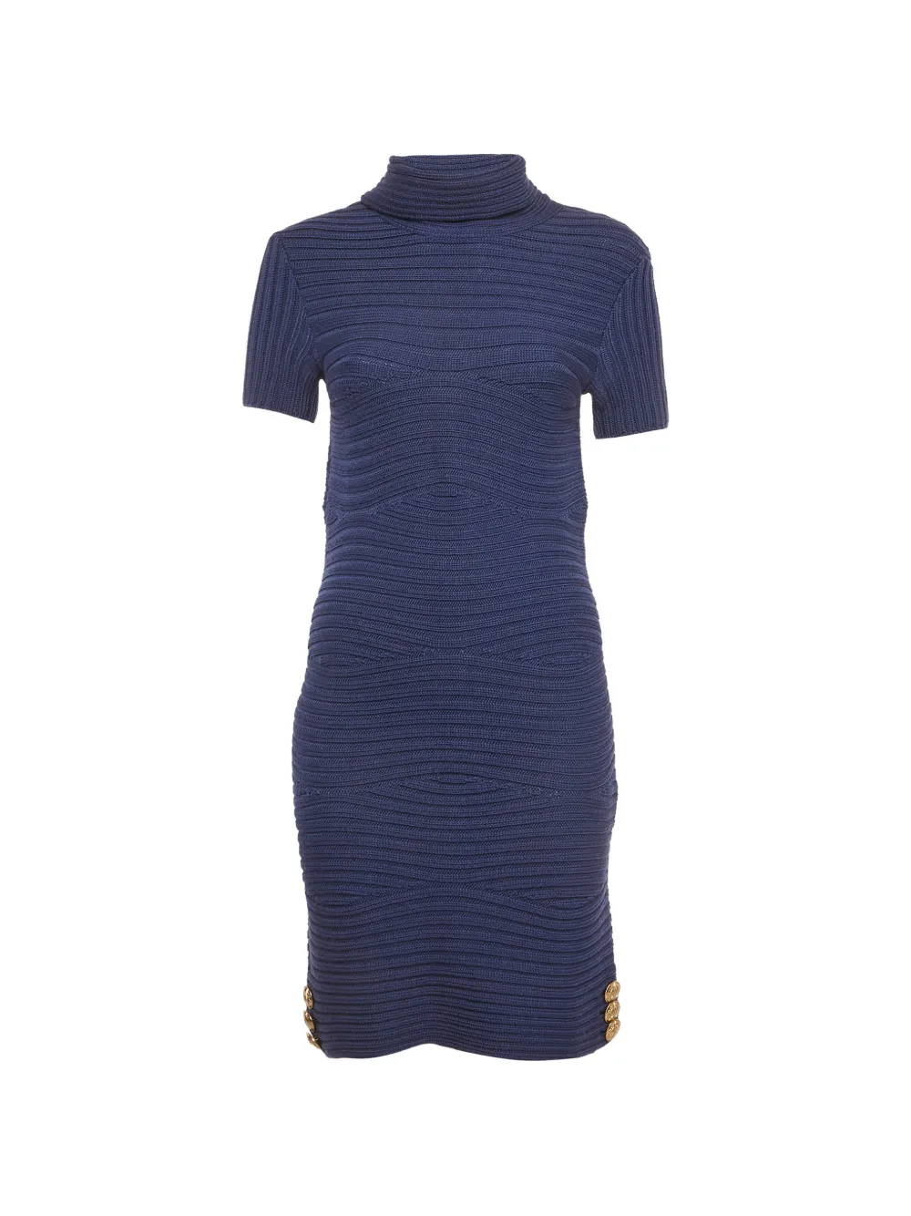 Versace Pre-Owned turtleneck button-detail midi dress - Blu