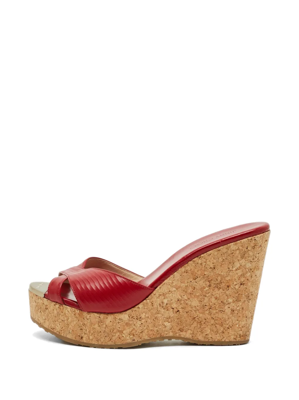 Jimmy Choo Pre-Owned Prima cork-platform wedge sandals - Rot